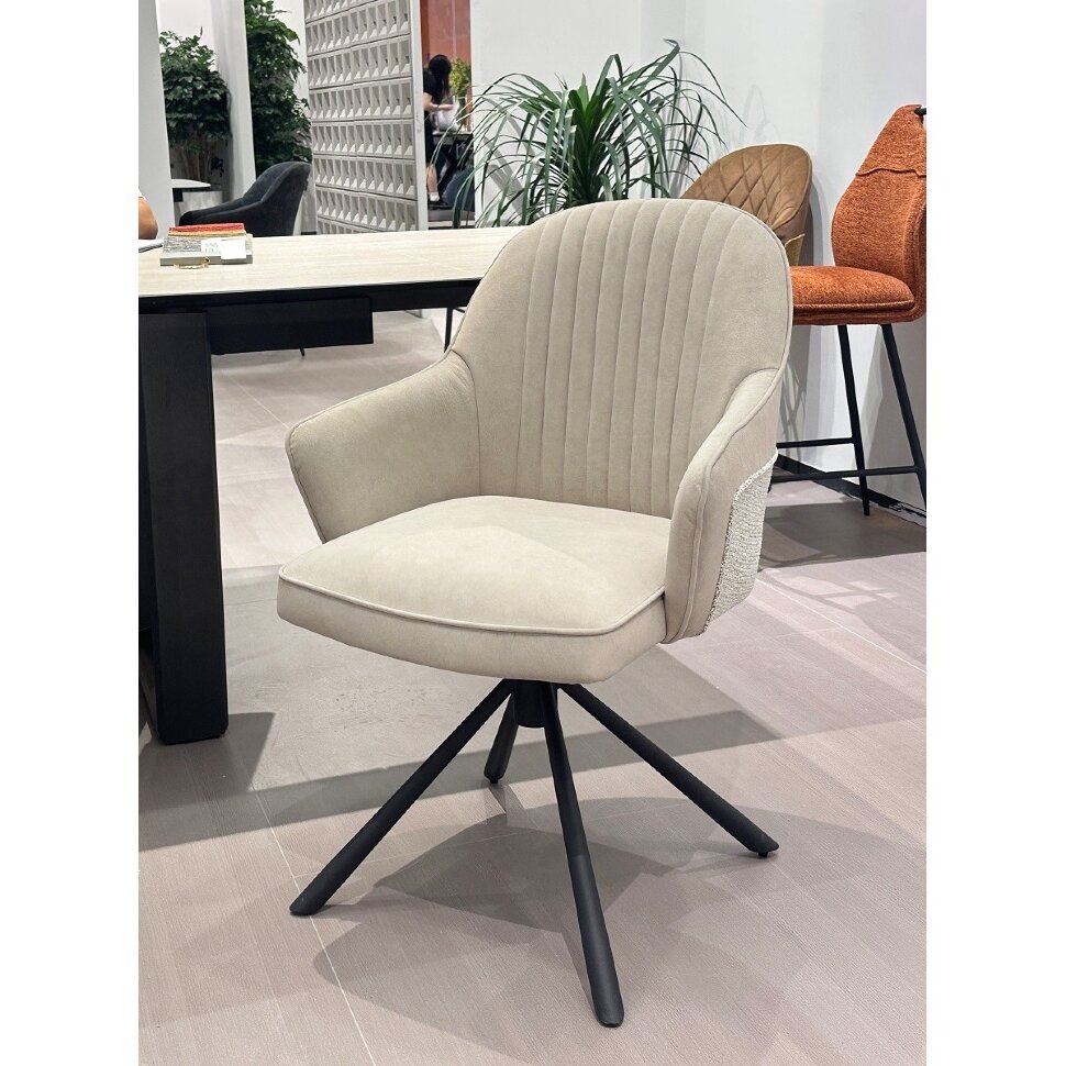 Стул RIKARD 360 град. кремовый RIELY-111 /PRESENT-120, шенилл - велюр / латте каркас, ®DISAUR 