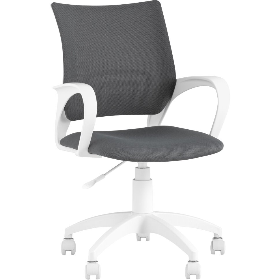 Кресло офисное Topchairs ST-BASIC-W серая ткань крестовина белый пластик Кресло офисное Topchairs ST-BASIC-W серая ткань крестовина белый пластик